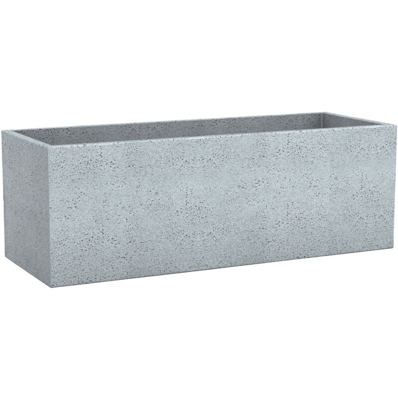 Scheurich - C-Cube Long 80, pot à fleurs/jardinière, rectangulaire, coloris: Stony Grey, fabriqué avec du plastique recyclé, pour l'extérieur