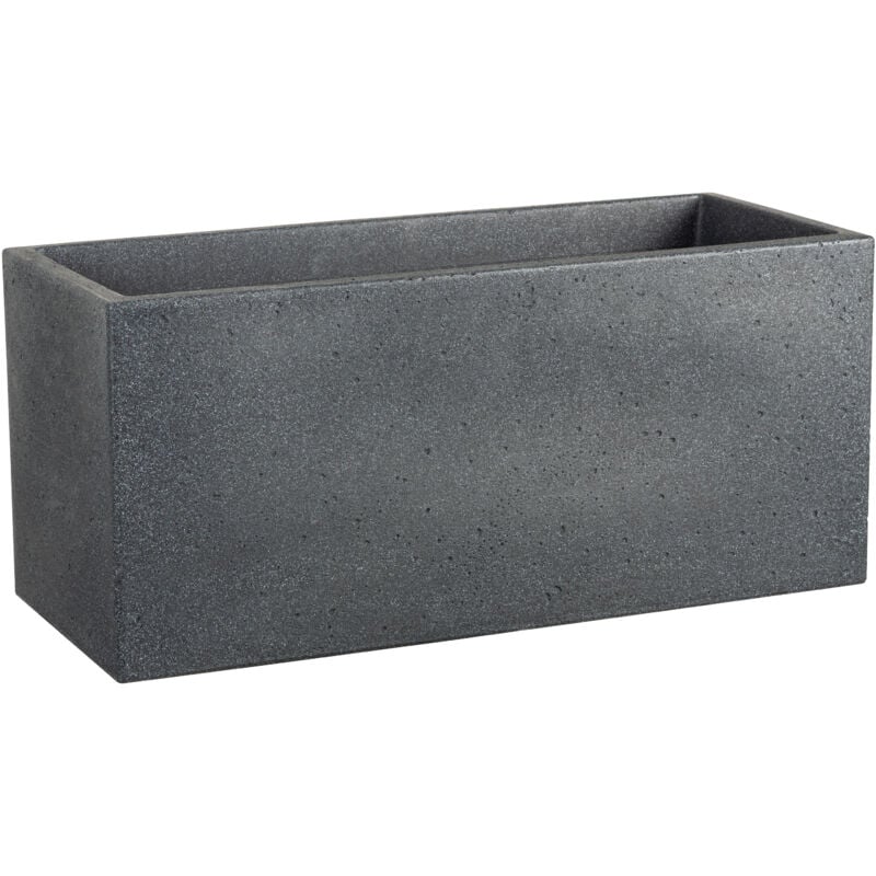 Scheurich - C-Cube Long 60, pot à fleurs/jardinière, rectangulaire, coloris: Stony Black, fabriqué avec du plastique recyclé, pour l'extérieur