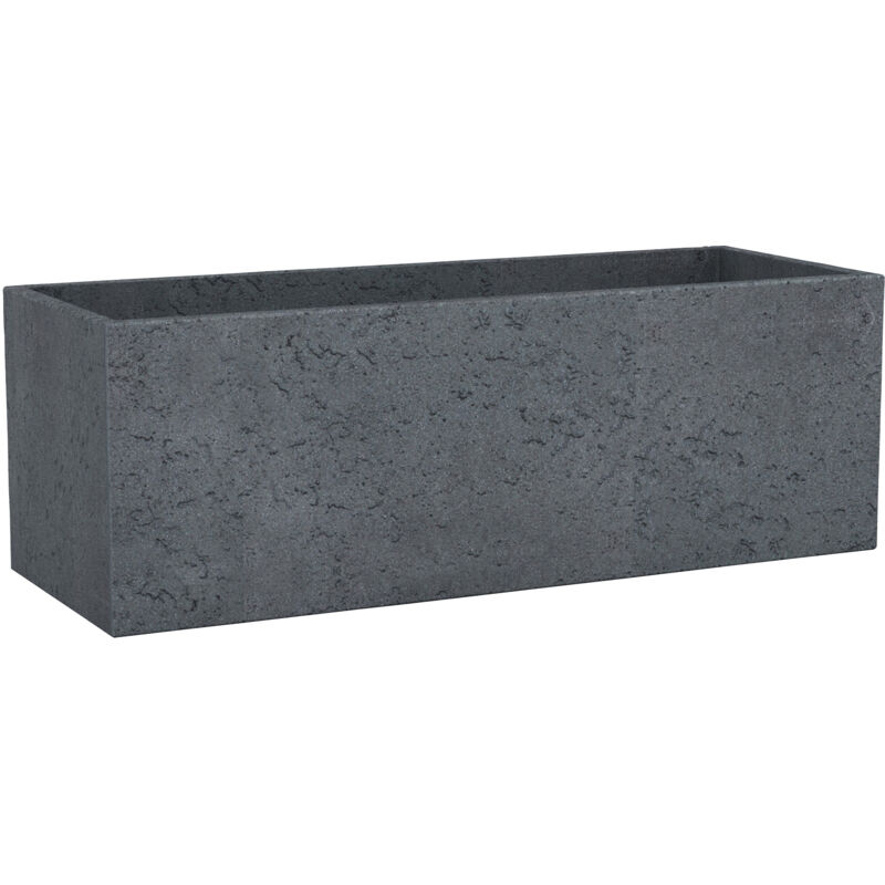 Scheurich - C-Cube Long 80, pot à fleurs/jardinière, rectangulaire, coloris: Stony Black, fabriqué avec du plastique recyclé, pour l'extérieur