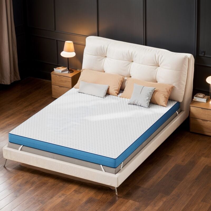 Surmatelas 140x200 cm, Épaisseur 7.5 cm - Oeko-Tex® - H2/H3 Mousse à Mémoire de Forme Haute Densité - Housse Bambou Lavable - Confort Respirant &