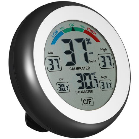 °C/°F Termómetro digital Higrómetro Temperatura Humedad Medidor Máx. Mín. Valor Tendencia Pantalla