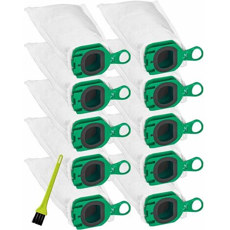 C-Lot de 10 Pcs Sacs Aspirateur Compatible avec Vorwerk Kobold VB100 FP100 Accessoires Remplacement Filtrants Sacs à Poussière de Rechange Compatible avec Vorwerk FP 100 VB 100