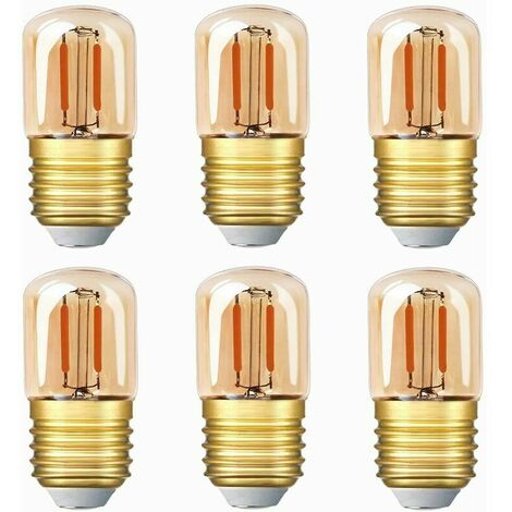 C-Mini Tube LED Ampoule 1W T28 Edison LED Filament Ampoule E27 Culot à vis 2200K Ampoule super blanc chaud à usage décoratif, non dimmable