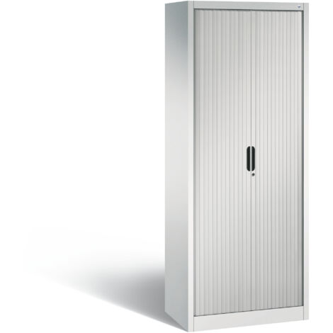 C+P Aktenschrank Omnispace mit Rollladen, 5 Ordnerhöhen, H1980xB800xT420mm Front Lichtgrau Korpus Lichtgrau