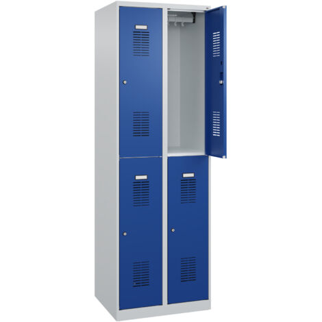 C+P Doppelstöckiger Spind Basis PLUS, 4 Fächer, 1850x600x500mm, 7035/5010