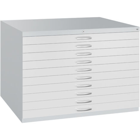 C+P Flachablageschrank Serie 71007200, H760xB1100xT765mm, 7035/7035