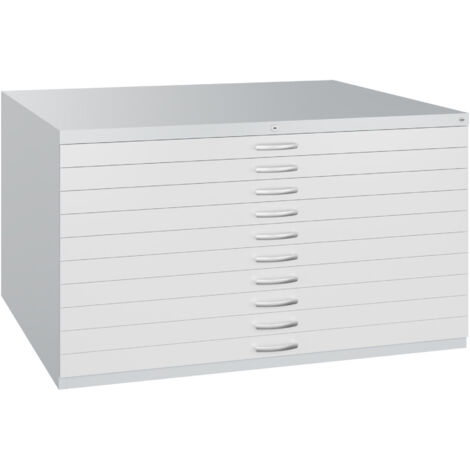 C+P Flachablageschrank Serie 71007200, H760xB1350xT960mm, 7035/7035