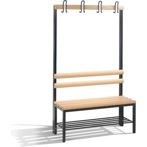 C+P Garderobenbank 1-seitig H1650B1000T400 mm Schwarzgr Schuhrost