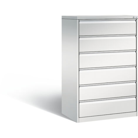 C + P Möbelsysteme Karteischrank Acurado Maße: 787 x 1.357 x 590 mm (B x H x T) Anzahl der Schubfächer: 6 Schubfächer Werkstoff: Stahl