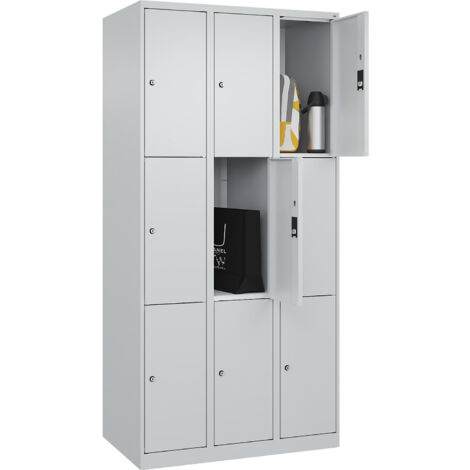 C+P, Vestiaire à 3 casiers Classic PLUS, 3 compartiments, gris