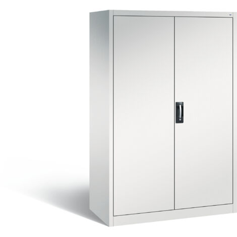C+P Werkzeugschrank mit Drehtüren, 4 Böden und 3 Schübe, H1950xB1200xT600mm Front Lichtgrau Korpus Lichtgrau