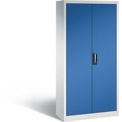 C+P Werkzeugschrank mit Drehtüren, innen 4 Böden, H1950xB930xT400mm Front Enzianblau Korpus Lichtgrau