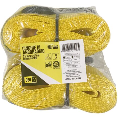 C SET 2/CINGHIE ANCORAGGIO CRICCHETTO 25MM 4,5MT S