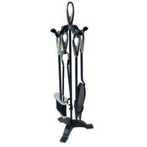 C SET ATTREZZI CAMINO C/STAND 5 PZ ARGENTO - 1 pezzo