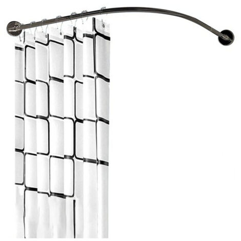 C-Shaped Shower Curtain Rod, Stainless Steel C-Shaped Shower Rail 80-100 × 100-140cm, No Drilling Required, For Bathroom, Clothing Store - Black