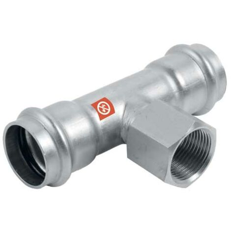 C-Stahl Pressfitting T-Stück mit IG, 28mm x 1/2, FRABOPRESS C-Steel, V-Kontur