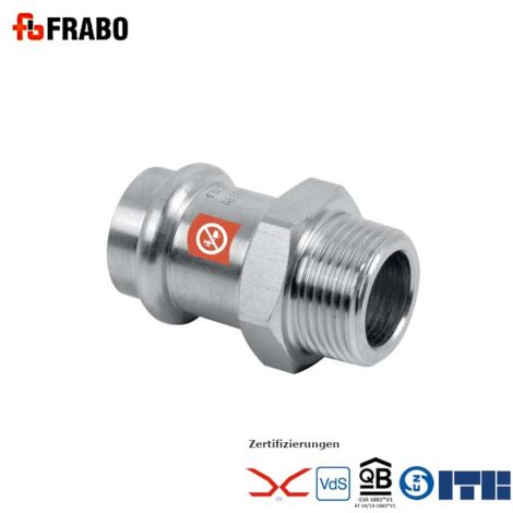 C-Stahl Pressfitting Übergangsstück I mit AG, 15mm x 3/8", FRABOPRESS, V-Kontur