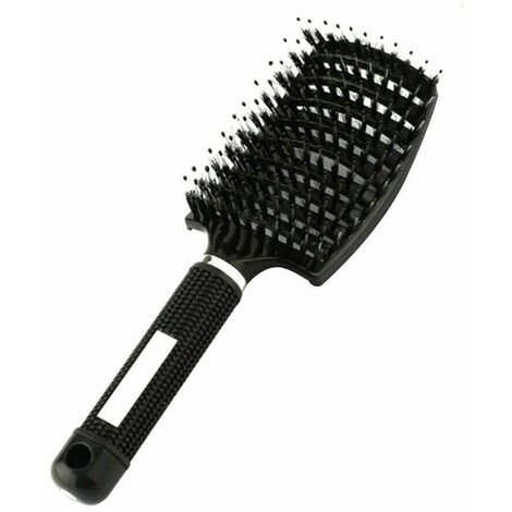 C02 poils et nylon démêler brosse à cheveux hommes et femmes cheveux cuir chevelu massage peigne brosse outil noir