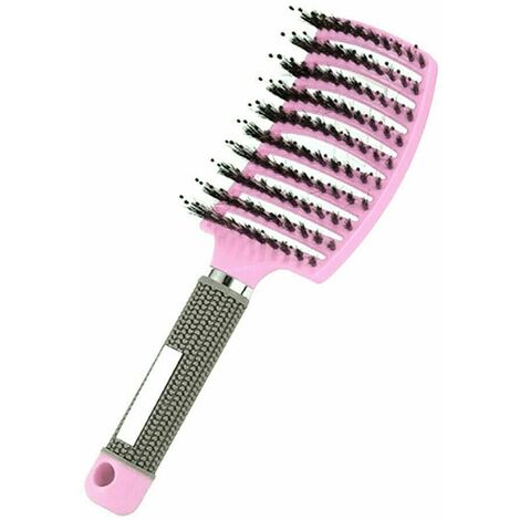 C02 poils et nylon démêler brosse à cheveux hommes et femmes cheveux cuir chevelu massage peigne brosse outil rose