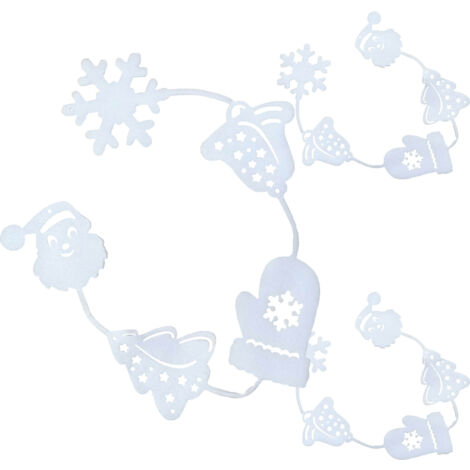 C121072 Décoration de Noël murale ou fenêtre en polystyrène, guirlande lumineuse blanche, lot de 3