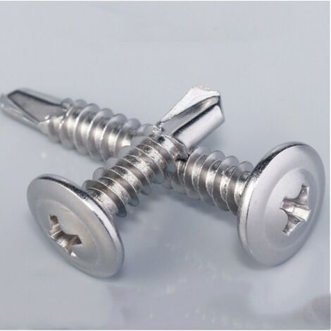 C44741 - Lot de 100 - Vis à tôle Autoperceuse - à Tête Large Bombée - Ø4.2x19mm - en Acier Zingué - à Empreinte PH/Cruciforme - Bricolage - Rénovation
