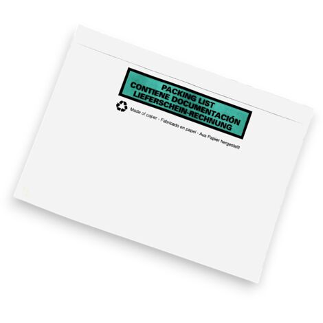 C5-Papieraufkleber, bedruckt (3 Sprachen), Öko-Packung mit 100 Stück.