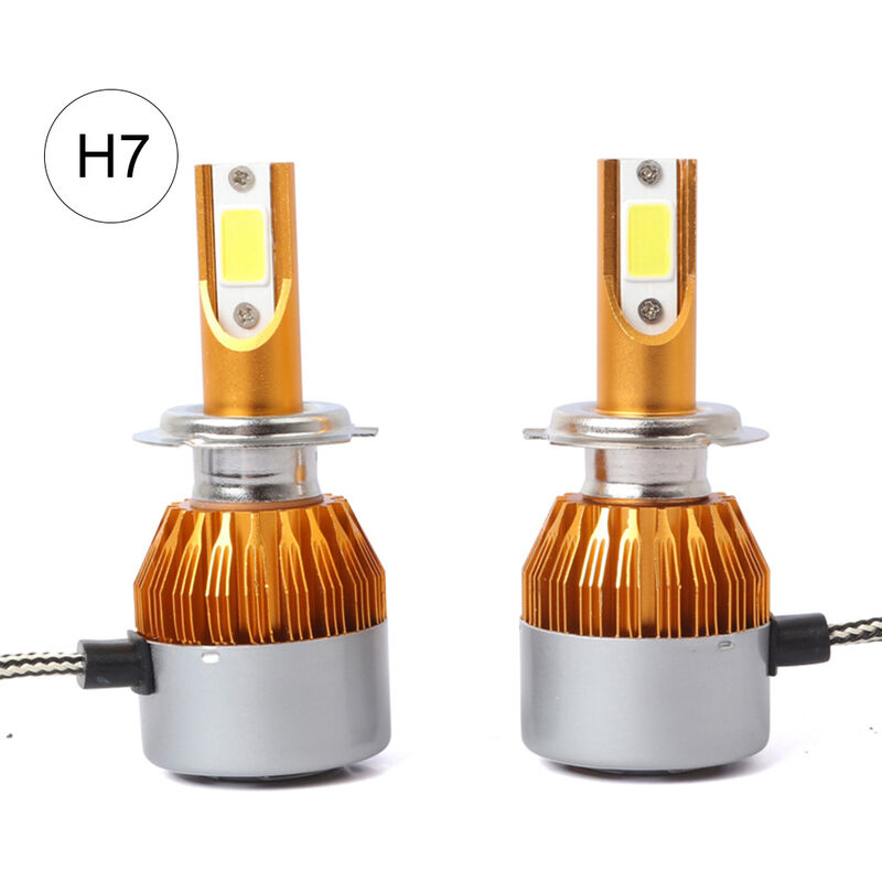 C6 Universal Automobile Phare Or Modifie Lampe Kit Voiture Led Conversion Cob Ampoules Lampes 6500K Lumiere Blanche, Modele 3