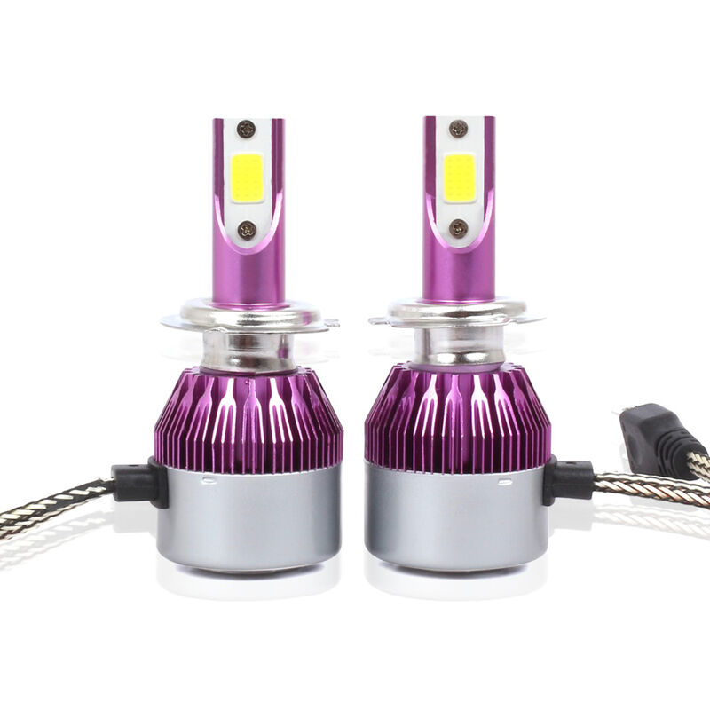 

Asupermall - C6 Universal Car LED Headlight Purple Auto Modified Kit de lampara de conversion COB Bombillas Lamparas 6500K Luz blanca,3