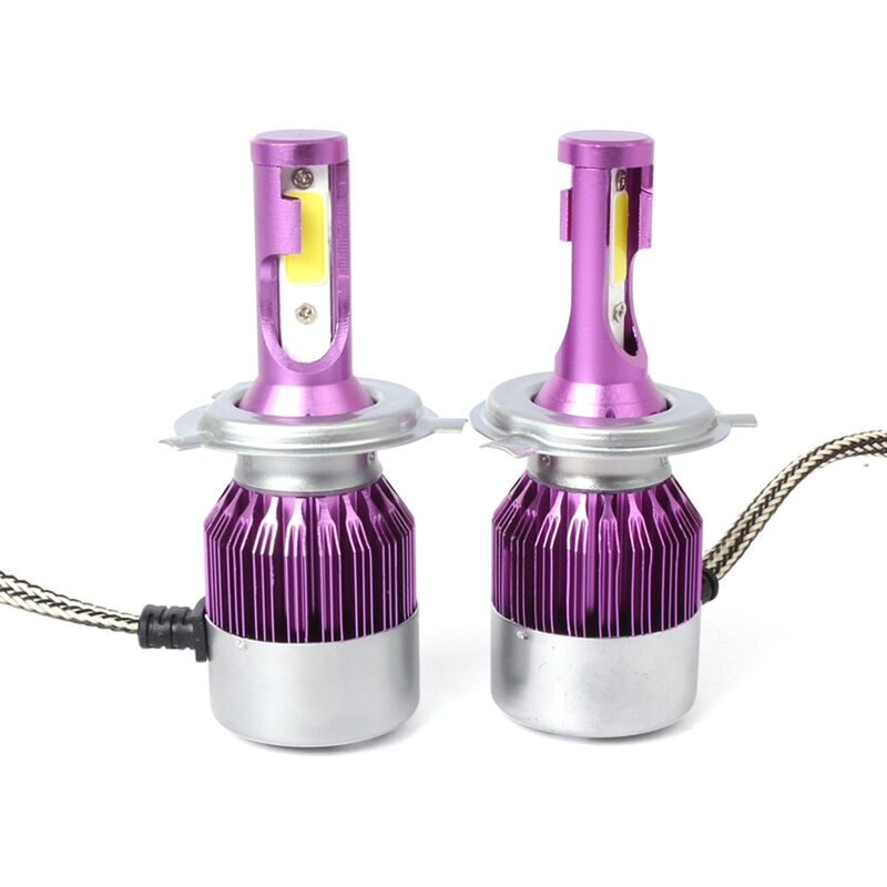 

Asupermall - C6 Universal Car LED Headlight Purple Auto Modified Kit de lampara de conversion COB Bombillas Lamparas 6500K Luz blanca,2