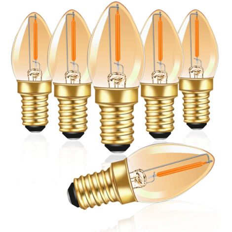 C7 Ampoule E14 Bougie LED Vintage Edison Décorative 0.5W équivalent 5W, Filament Ambre 2200K Blanc Chaud, Non Dimmable, Lot de 6