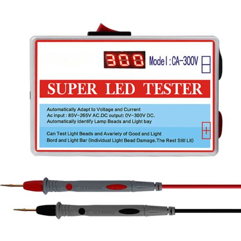 CA-300V Probador portátil de perlas de lámpara LED para barras de luz y retroiluminación de TV Herramienta de prueba de panel de lámparas con diodos de capacitancia y capacitancia con interruptor