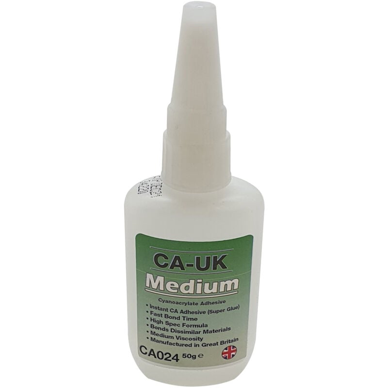 Ca-uk Medium Cyanoacrylate Instant Adhesive, Medium Viscosity, 50g - Clear