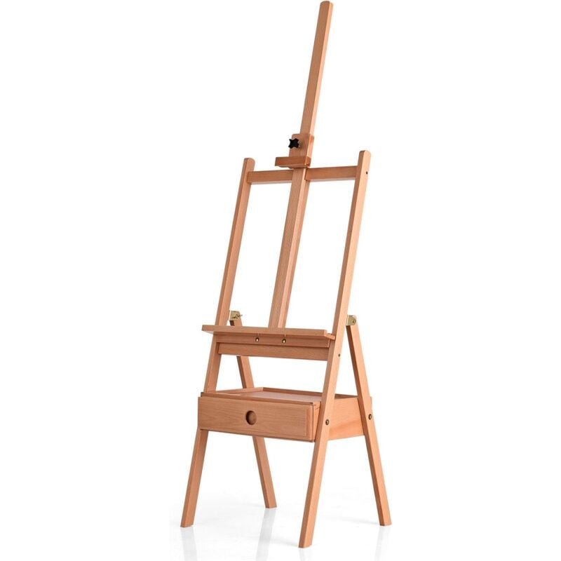 

Caballete para Dibujar de Madera Caballete de Pie con Cajón para Lienzos hasta 92 cm Caballete de Artista de Suelo