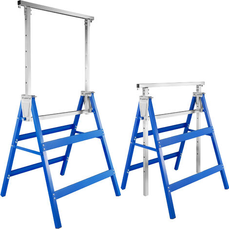 Caballetes ajustables en altura 2 piezas - caballetes para obra metálicos, caballete de taller de acero plegable, borriqueta regulable con anclaje de seguridad