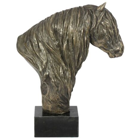 Caballo caído-Tinker-Gypsy-Irish Cob - gran estatuilla con un caballo, busto sobre una base de piedra, prestigioso premio en el concurso de la marca Art-Dog