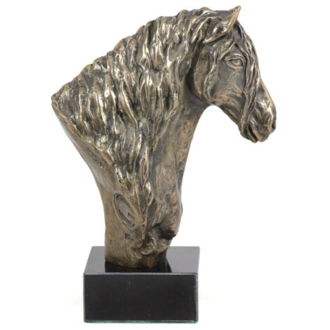 Caballo frisón I: elegante estatuilla, busto de caballo sobre base de piedra, trofeo de carreras de caballos de Art-Dog