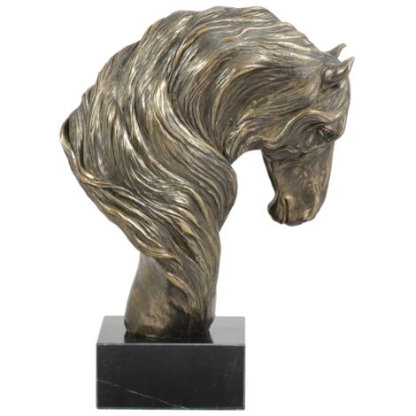 Caballo frisón II: elegante estatuilla, busto de caballo sobre base de piedra, trofeo de carreras de caballos de Art-Dog