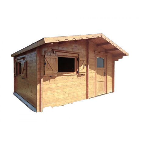 Cabaña de madera 500x400 cm – Paredes de 60 mm – Techo rojo de 16° – Ventanas de doble acristalamiento – CZ5040.02L Foresta