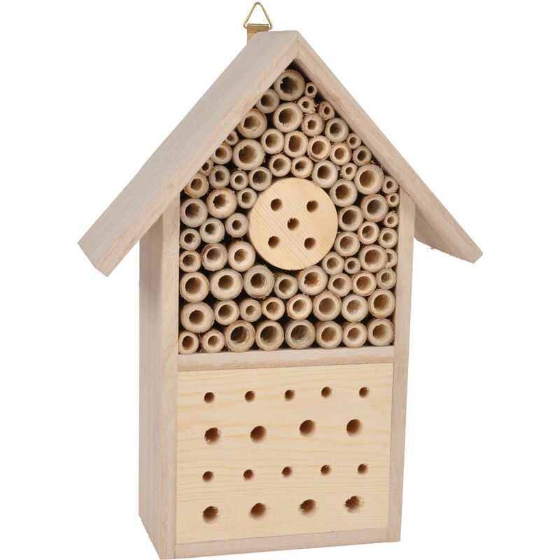 Cabane à insectes sans, en bois, 15 x 15 cm