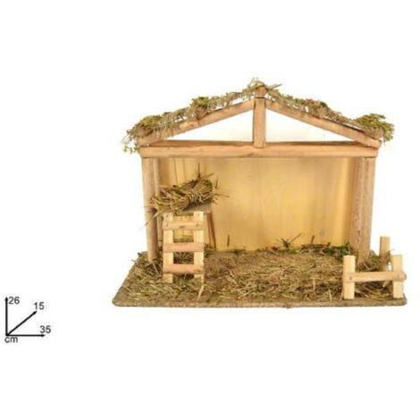 Cabane Avec échelle Toit En Jute 35x26x15 Cm Décoration De Crèche Décoration De Noël