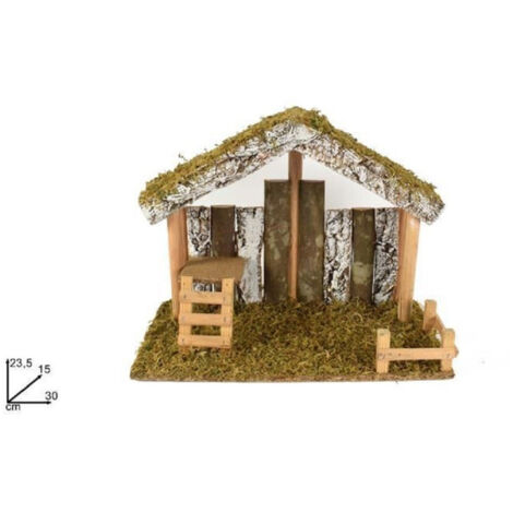 Cabane Avec Troncs Moussus 30 X 15 X 23,5 Cm Décoration De Crèche Décoration De Noël