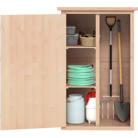 Cabane de Jardin en Bois de Sapin avec Toit Imperméable et 2 Étagères, 75x56x115 cm