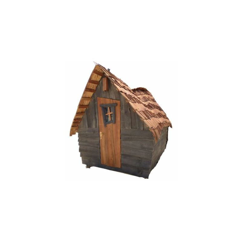 Cabane de jardin féerique grise - montée- isolée et équipée 2 personnes en bois massif 1,83m x 2,70m x H 2m (dim. plancher)