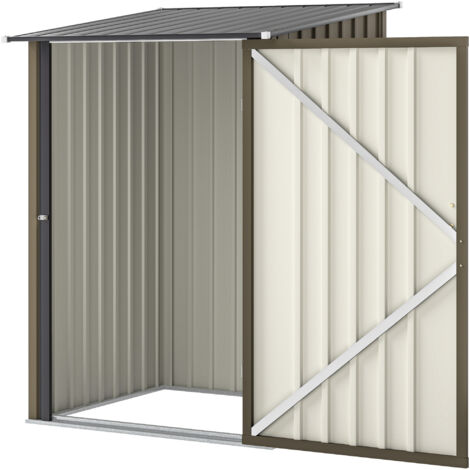 Cabane de Jardin Rangement Outils Acier Galvanisé avec Porte, 100x104x160 cm, Marron et Gris Foncé