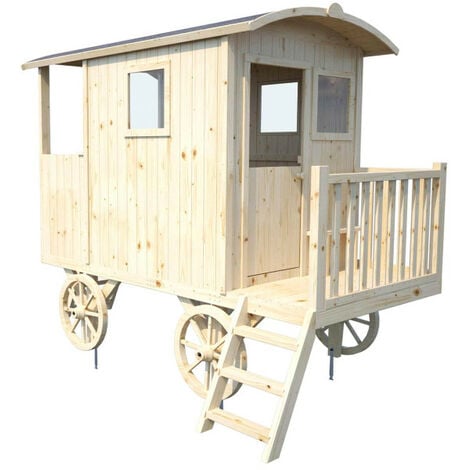 main image of "Cabane en bois mobile pour enfant - Roulotte Carry"