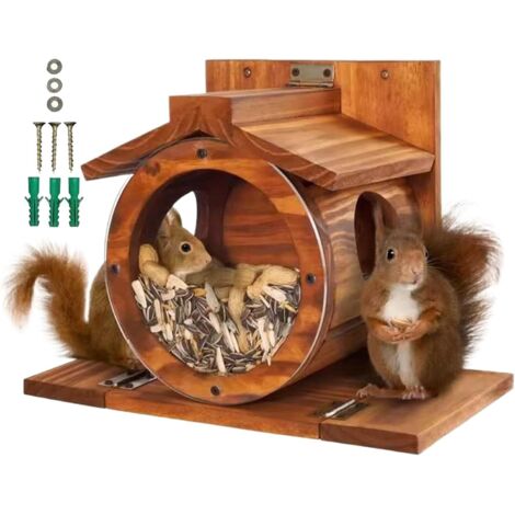 Cabane en Bois pour cureuils Mangeoire Nourriture pour