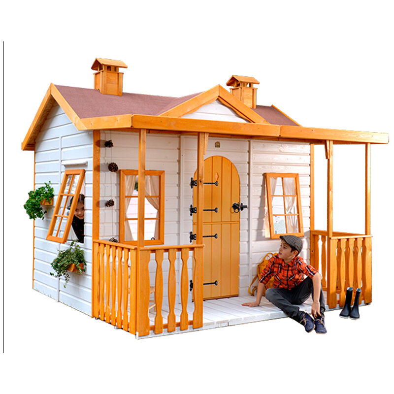 Cabane en bois pour enfant avec porche docame. 255 x 260 x 207 . cabanes Green House Cabane peinte, transport inclus.
