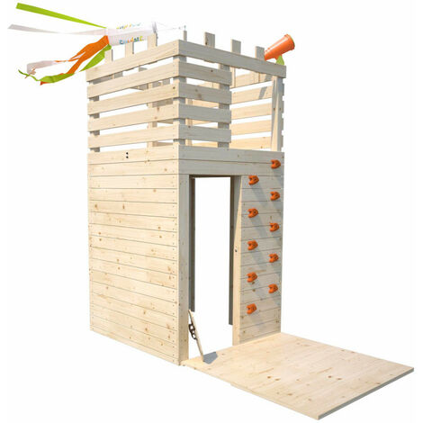 Cabane en bois pour enfants et ado avec mur escalade - Knight