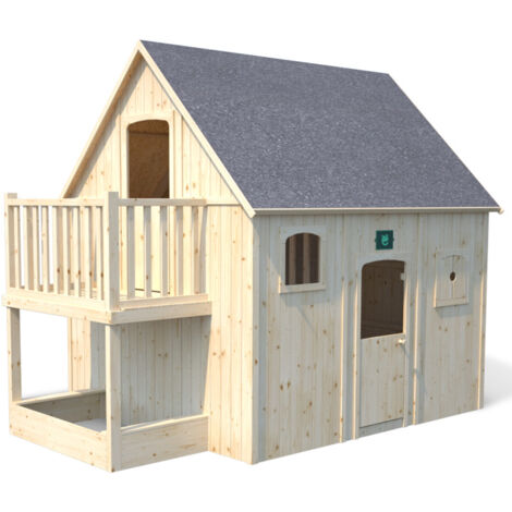 Soulet – Cabane de jardin pour enfant sur pilotis avec mezzanine et bac à sable – Dimensions L306,3 x l212,1 x H248,8 cm – Épaisseur du bois 11 mm