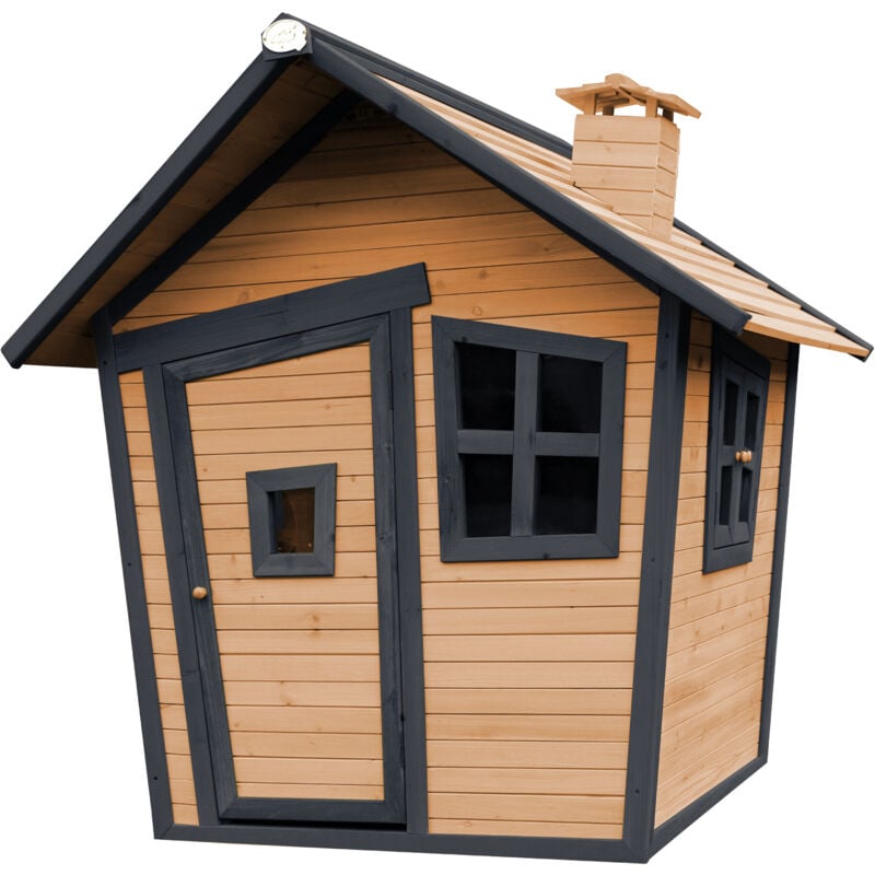 AXI - Alice Maison Enfant en Bois fsc Maison de Jeux pour l'extérieur / Jardin en Anthracite & Marron Maisonnette / Cabane de Jeu avec des fenêtres